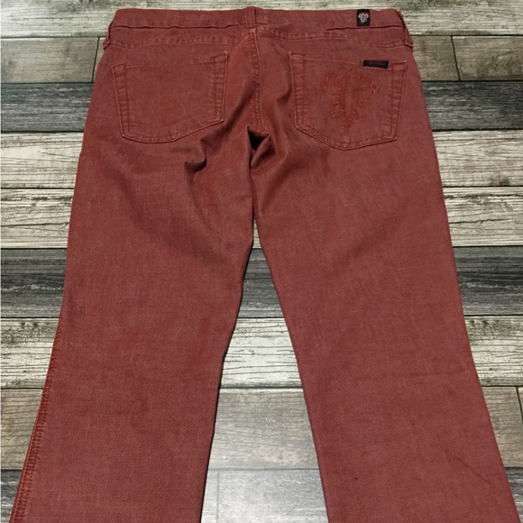 7 For All Mankind Carol Emilio Pucci Jeans Women 27 Red (Inseam 33) Straight K3 - Picture 7 of 13